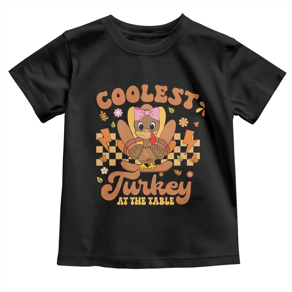 Thanksgiving Kids Baby Shirt Coolest Turkey At The Table Girls Toddler Youth TS10 Black Print Your Wear
