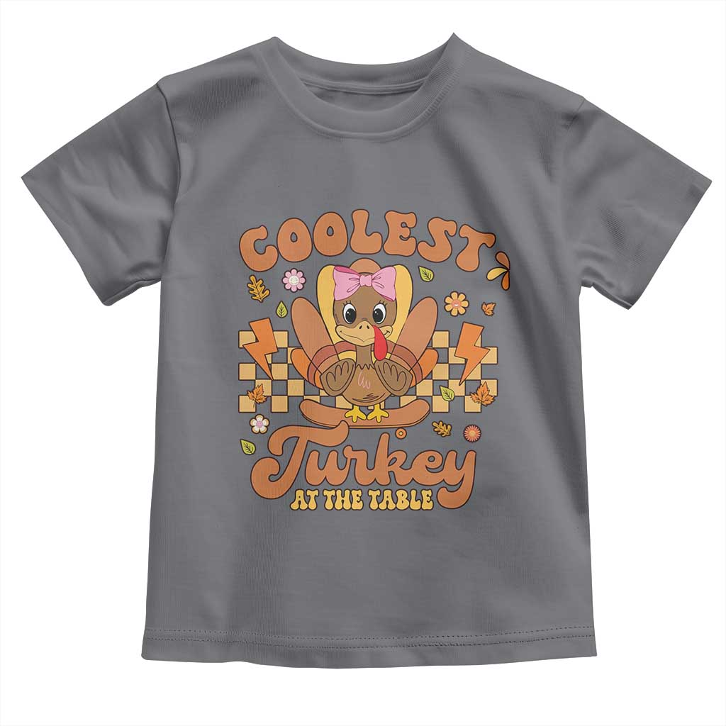 Thanksgiving Kids Baby Shirt Coolest Turkey At The Table Girls Toddler Youth TS10 Charcoal Print Your Wear