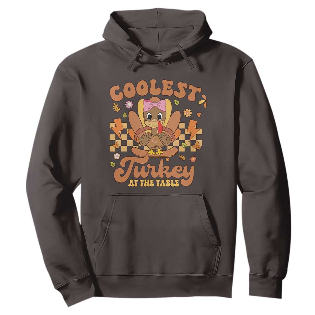 Thanksgiving Kids Hoodie Coolest Turkey At The Table Girls Toddler Youth TS10 Dark Chocolate Print Your Wear
