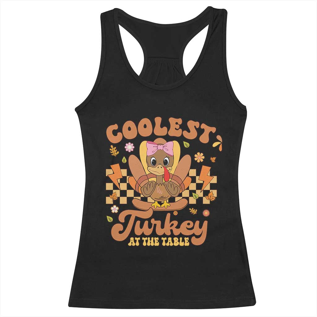 Thanksgiving Kids Racerback Tank Top Coolest Turkey At The Table Girls Toddler Youth TS10 Black Print Your Wear