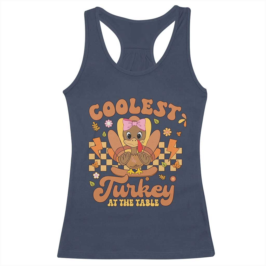 Thanksgiving Kids Racerback Tank Top Coolest Turkey At The Table Girls Toddler Youth TS10 Navy Print Your Wear