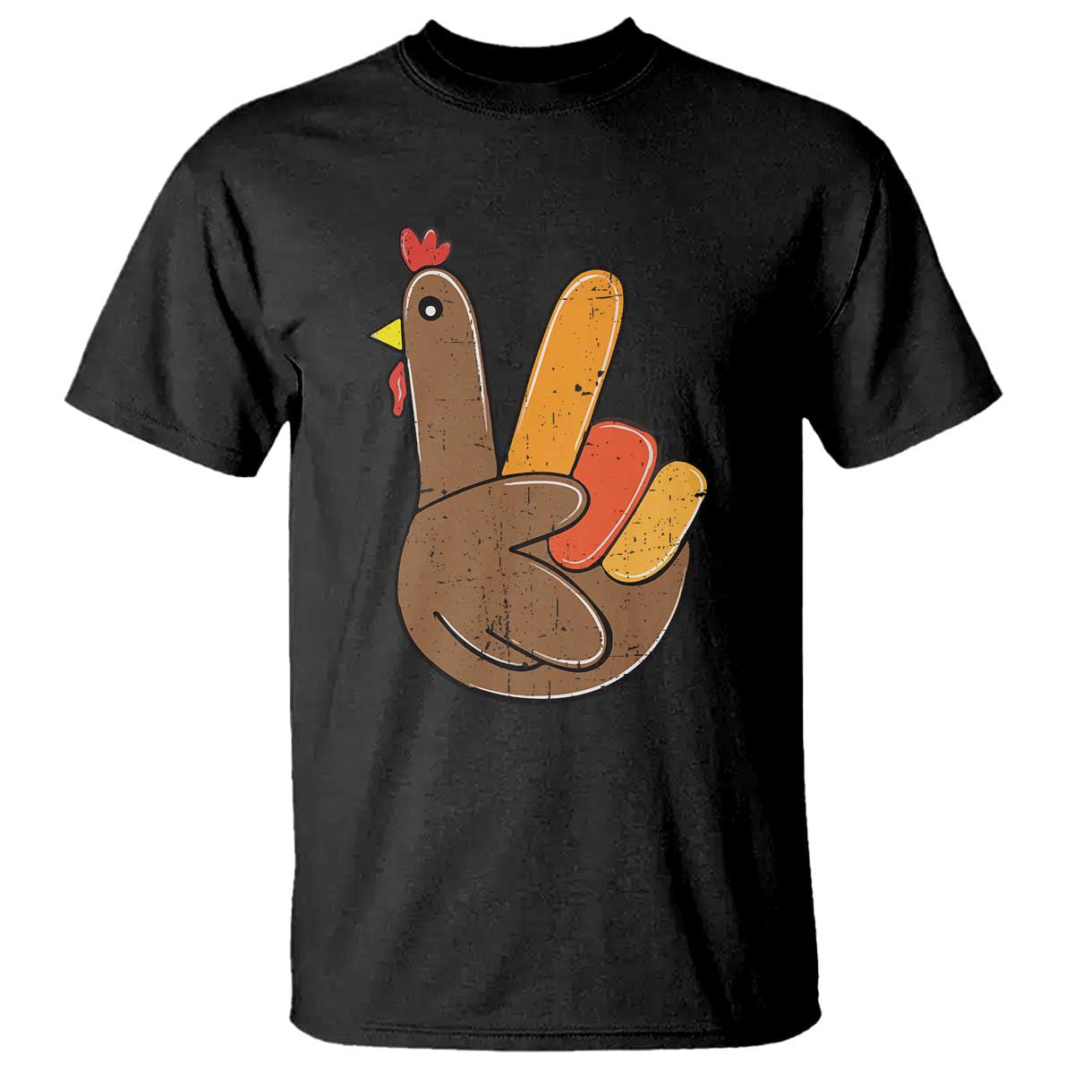 Thanksgiving T Shirt Peace Sign Turkey Hand Cool Thanksgiving Hippie TS10 Black Print Your Wear