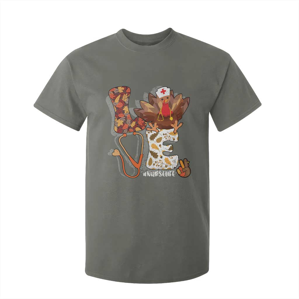 Thanksgiving Nurse Life T Shirt For Kid Love Turkey Fall TS10 Military Green Print Your Wear