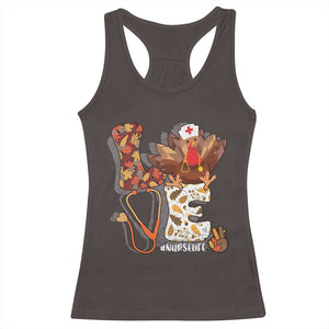 Thanksgiving Nurse Life Racerback Tank Top Love Turkey Fall TS10 Dark Chocolate Print Your Wear