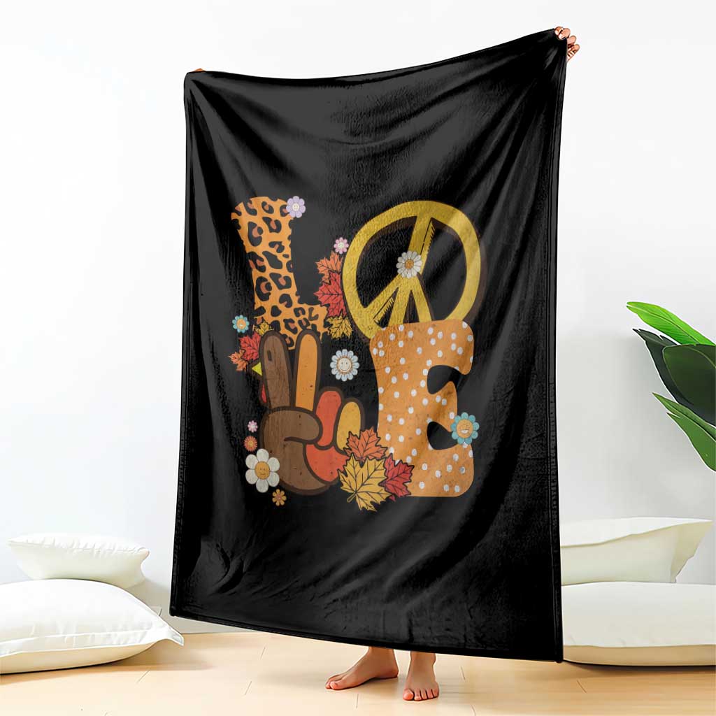 Thanksgiving Throw Blanket Peace Sign Love Turkey Hand TS10 Print Your Wear