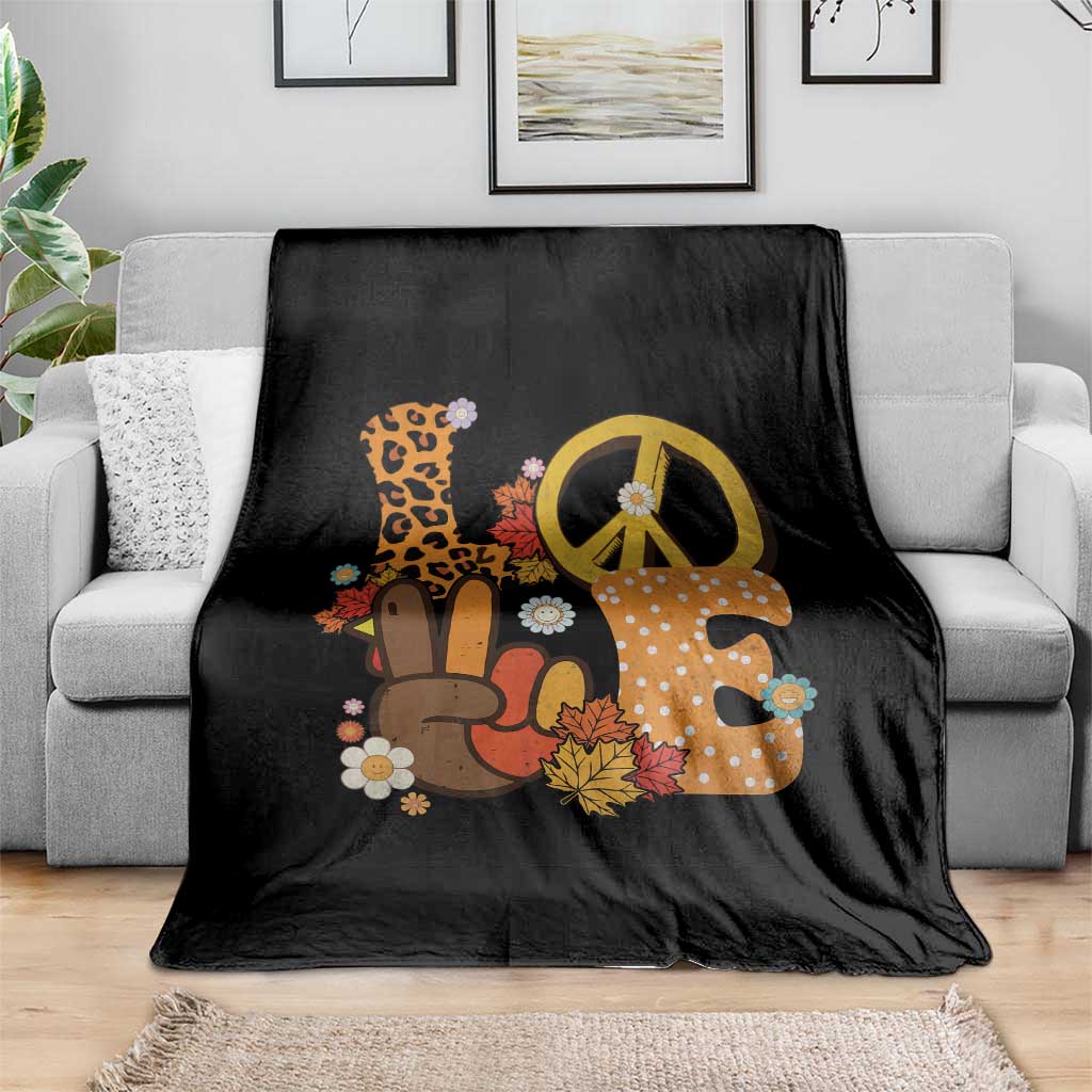 Thanksgiving Throw Blanket Peace Sign Love Turkey Hand TS10 Print Your Wear