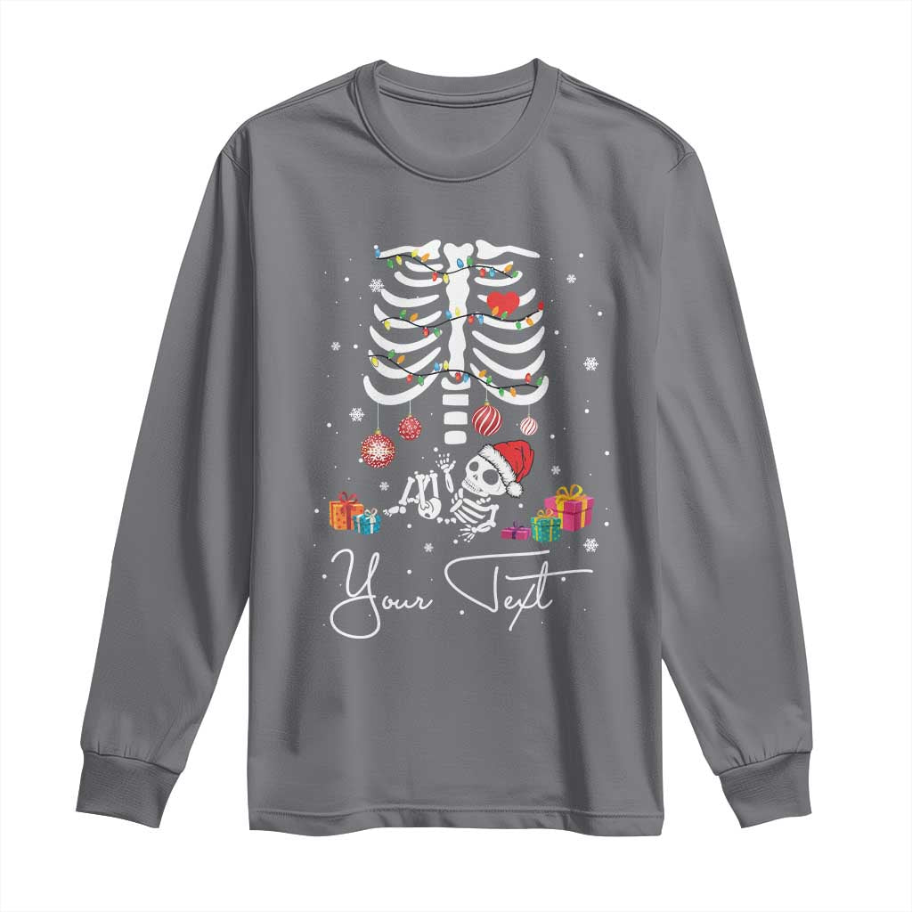Personalized Pregnancy Announcement Long Sleeve Shirt Custom Name Maternity Christmas Skeleton Baby Monster Mom To Be Tee TS10 Charcoal Print Your Wear