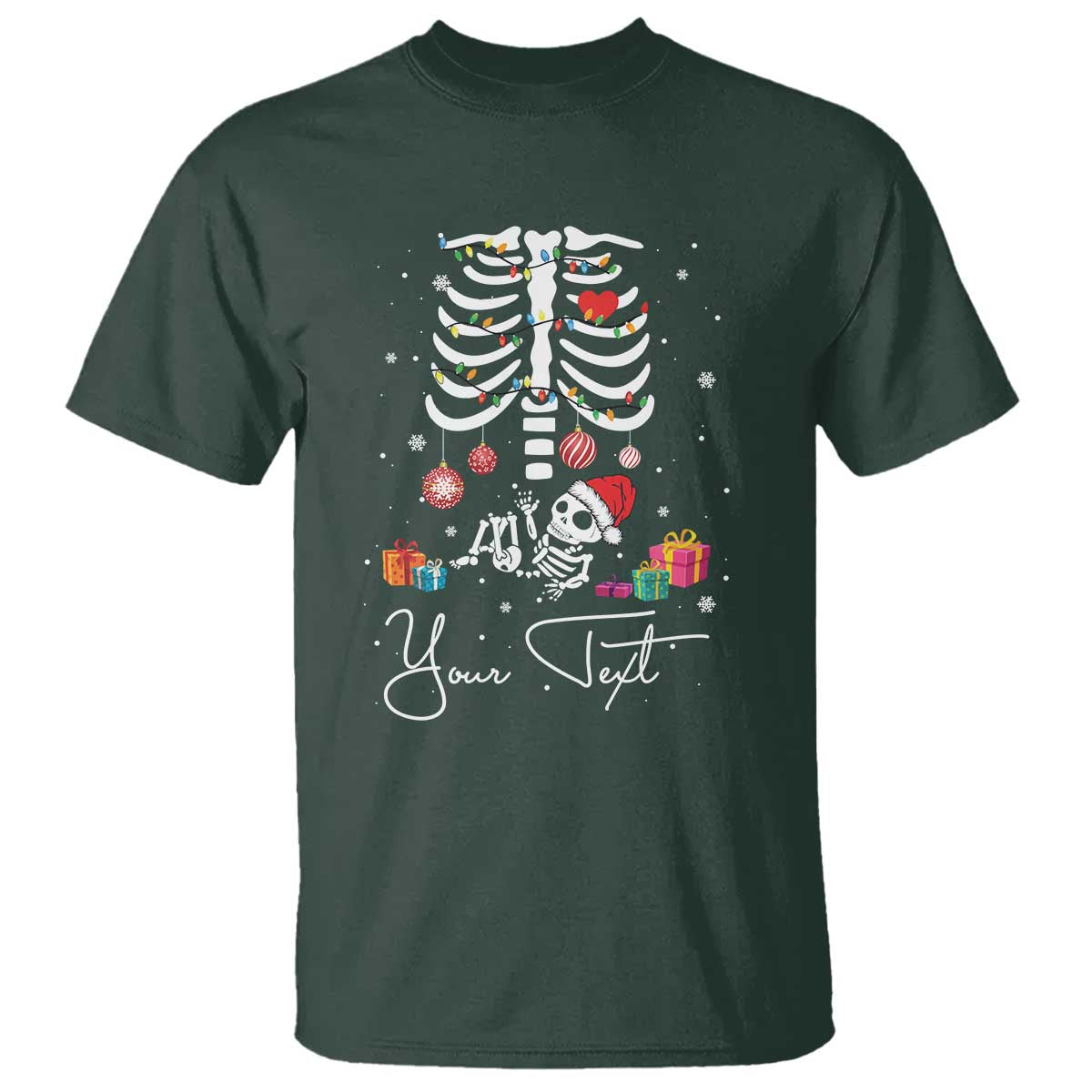 Personalized Pregnancy Announcement T Shirt Custom Name Maternity Christmas Skeleton Baby Monster Mom To Be Tee TS10 Dark Forest Green Print Your Wear