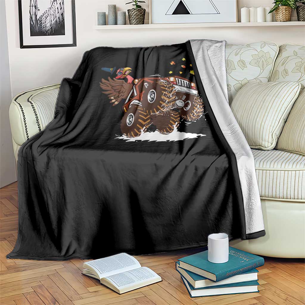 Thanksgiving Turkey Throw Blanket Riding Monster Truck Boys Kids TS10 Print Your Wear