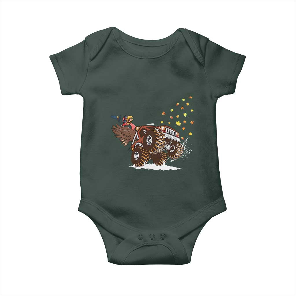 Thanksgiving Turkey Baby Onesie Riding Monster Truck Boys Kids TS10 Print Your Wear