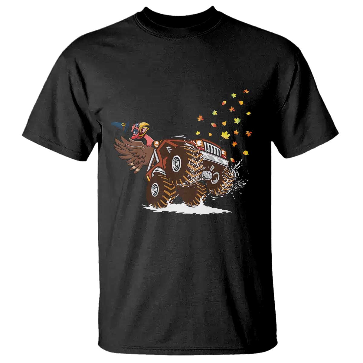 Thanksgiving Turkey T Shirt Riding Monster Truck Boys Kids TS10 Black Print Your Wear