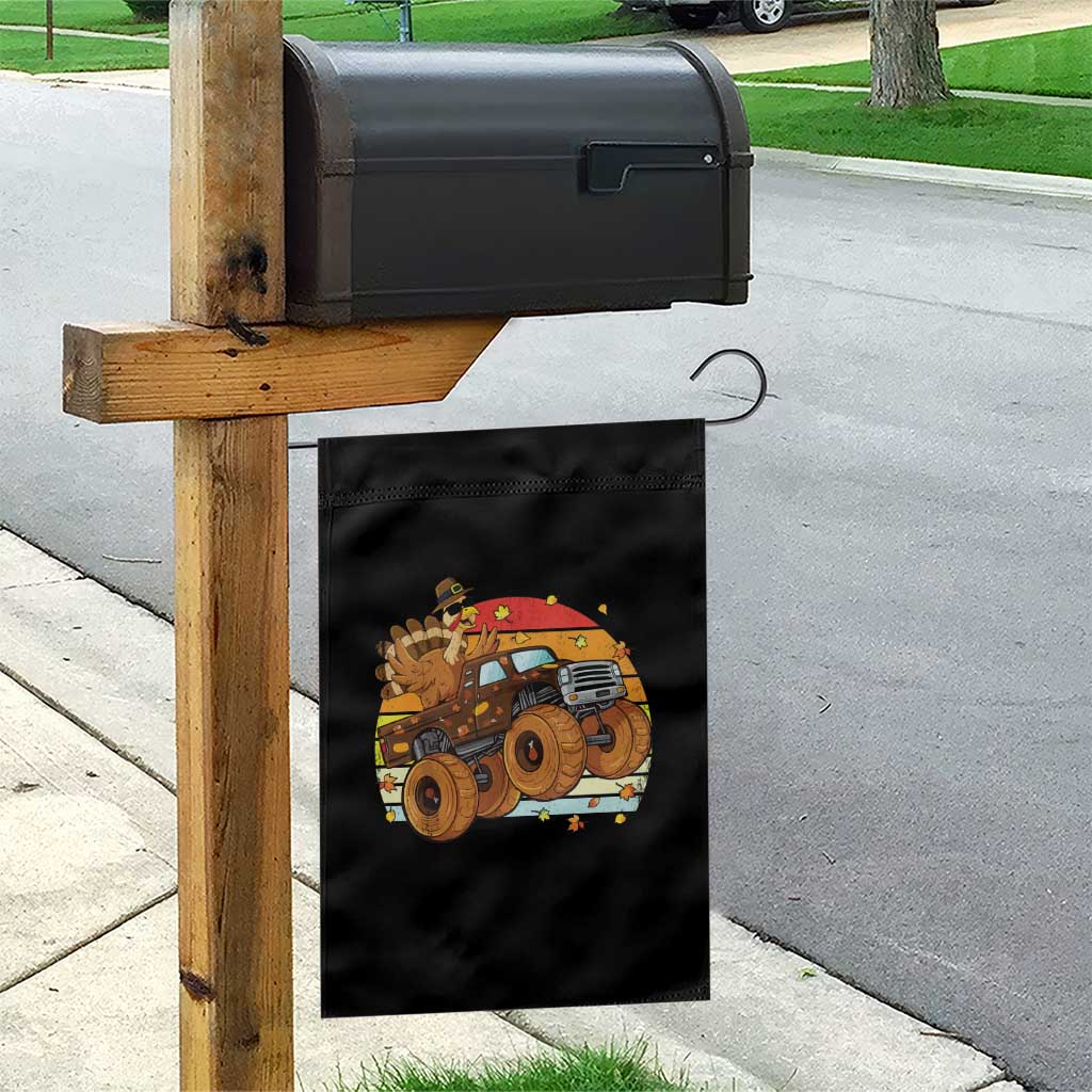 Thanksgiving Turkey Riding Monster Truck Garden Flag Retro Fall Boy Tee Kids Autumn TS10 Print Your Wear