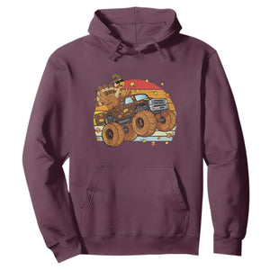 Thanksgiving Turkey Riding Monster Truck Hoodie Retro Fall Boy Tee Kids Autumn TS10 Maroon Print Your Wear