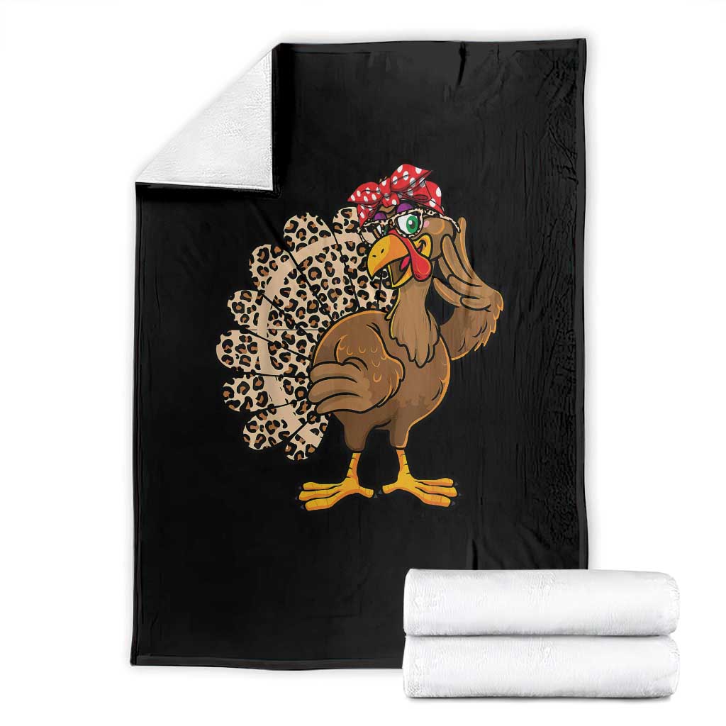 Funny Thanksgiving Throw Blanket Turkey Women Girl Leopard Print Autumn Fall TS10 Black Print Your Wear