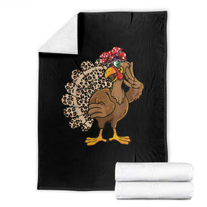 Funny Thanksgiving Throw Blanket Turkey Women Girl Leopard Print Autumn Fall TS10 Black Print Your Wear
