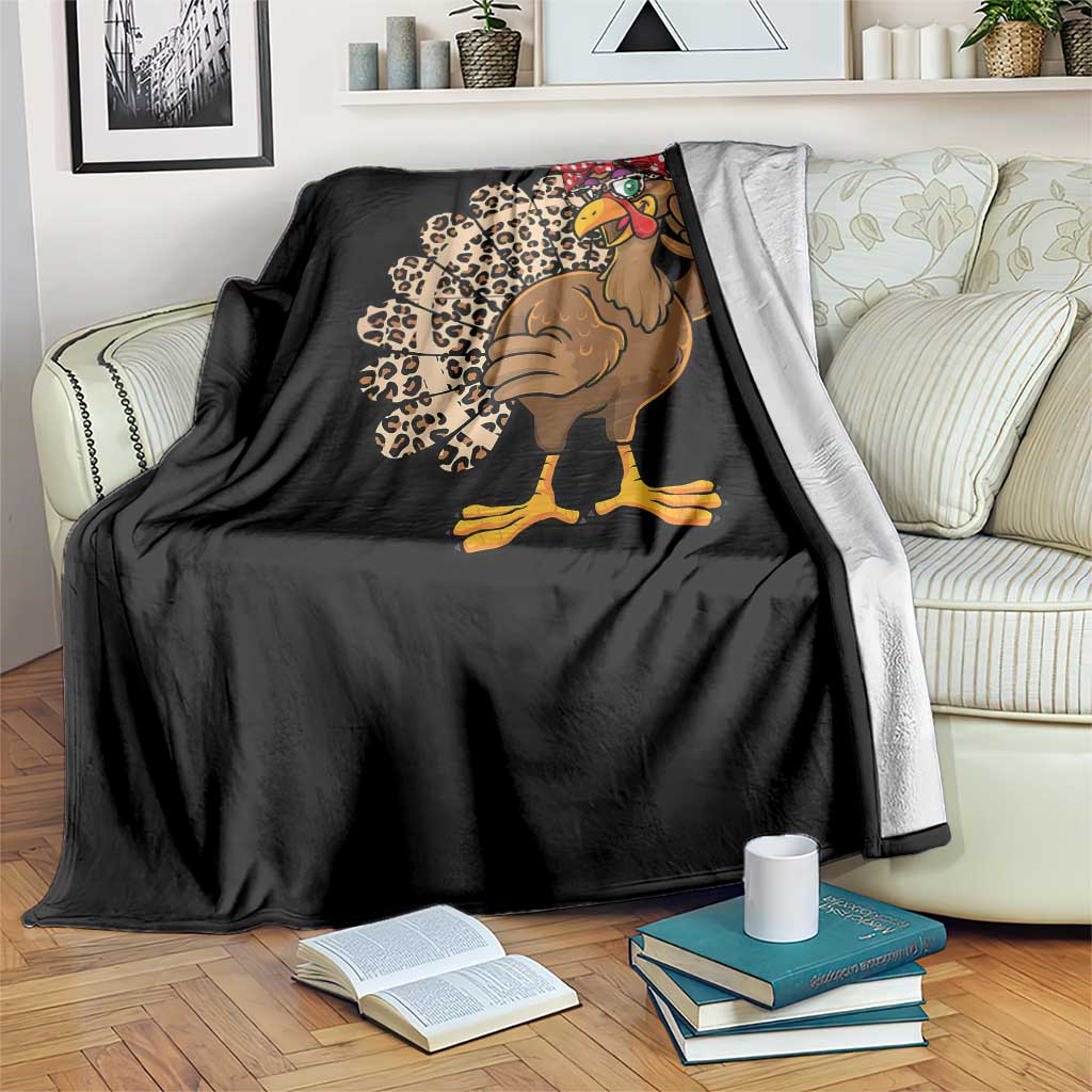 Funny Thanksgiving Throw Blanket Turkey Women Girl Leopard Print Autumn Fall TS10 Print Your Wear