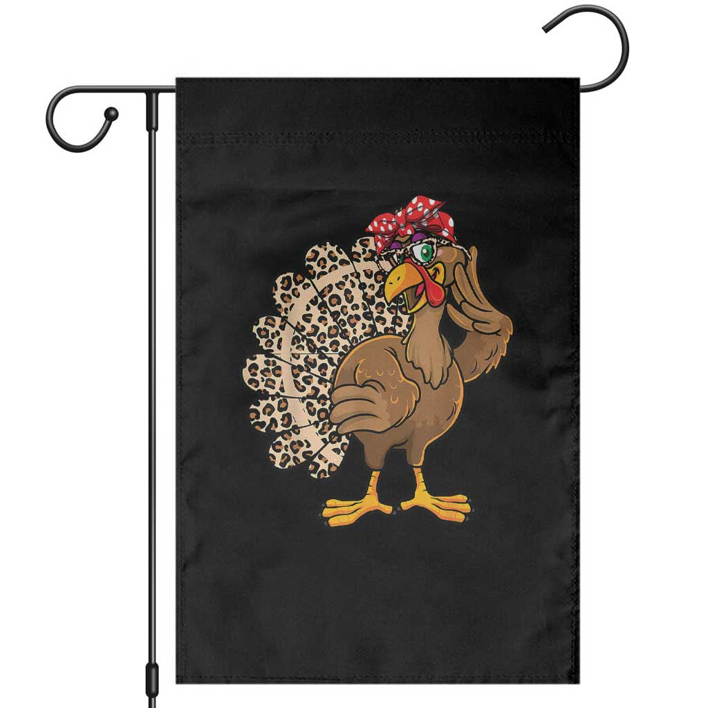 Funny Thanksgiving Garden Flag Turkey Women Girl Leopard Print Autumn Fall TS10 Black Print Your Wear