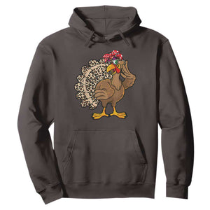 Funny Thanksgiving Hoodie Turkey Women Girl Leopard Print Autumn Fall TS10 Dark Chocolate Print Your Wear