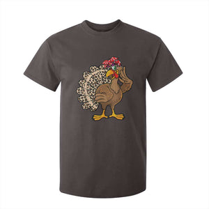 Funny Thanksgiving T Shirt For Kid Turkey Women Girl Leopard Print Autumn Fall TS10 Dark Chocolate Print Your Wear