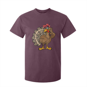 Funny Thanksgiving T Shirt For Kid Turkey Women Girl Leopard Print Autumn Fall TS10 Maroon Print Your Wear