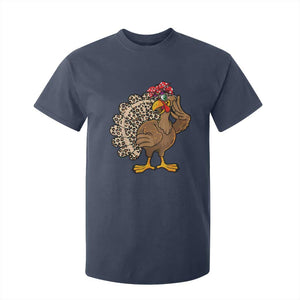 Funny Thanksgiving T Shirt For Kid Turkey Women Girl Leopard Print Autumn Fall TS10 Navy Print Your Wear