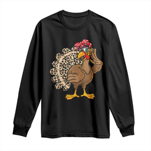 Funny Thanksgiving Long Sleeve Shirt Turkey Women Girl Leopard Print Autumn Fall TS10 Black Print Your Wear
