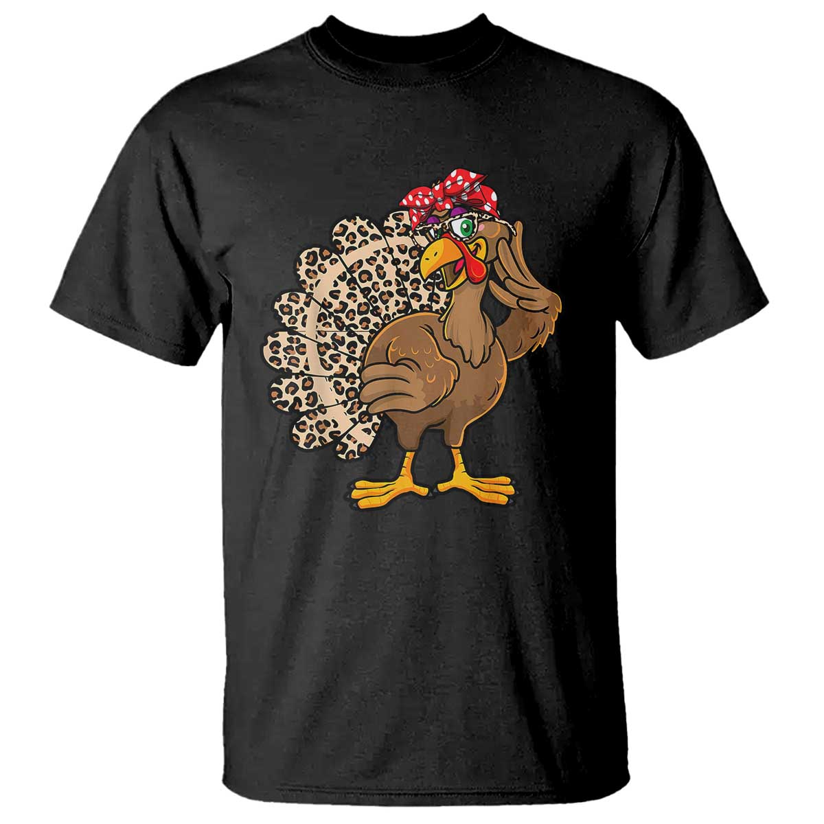 Funny Thanksgiving T Shirt Turkey Women Girl Leopard Print Autumn Fall TS10 Black Print Your Wear
