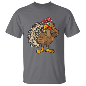 Funny Thanksgiving T Shirt Turkey Women Girl Leopard Print Autumn Fall TS10 Charcoal Print Your Wear