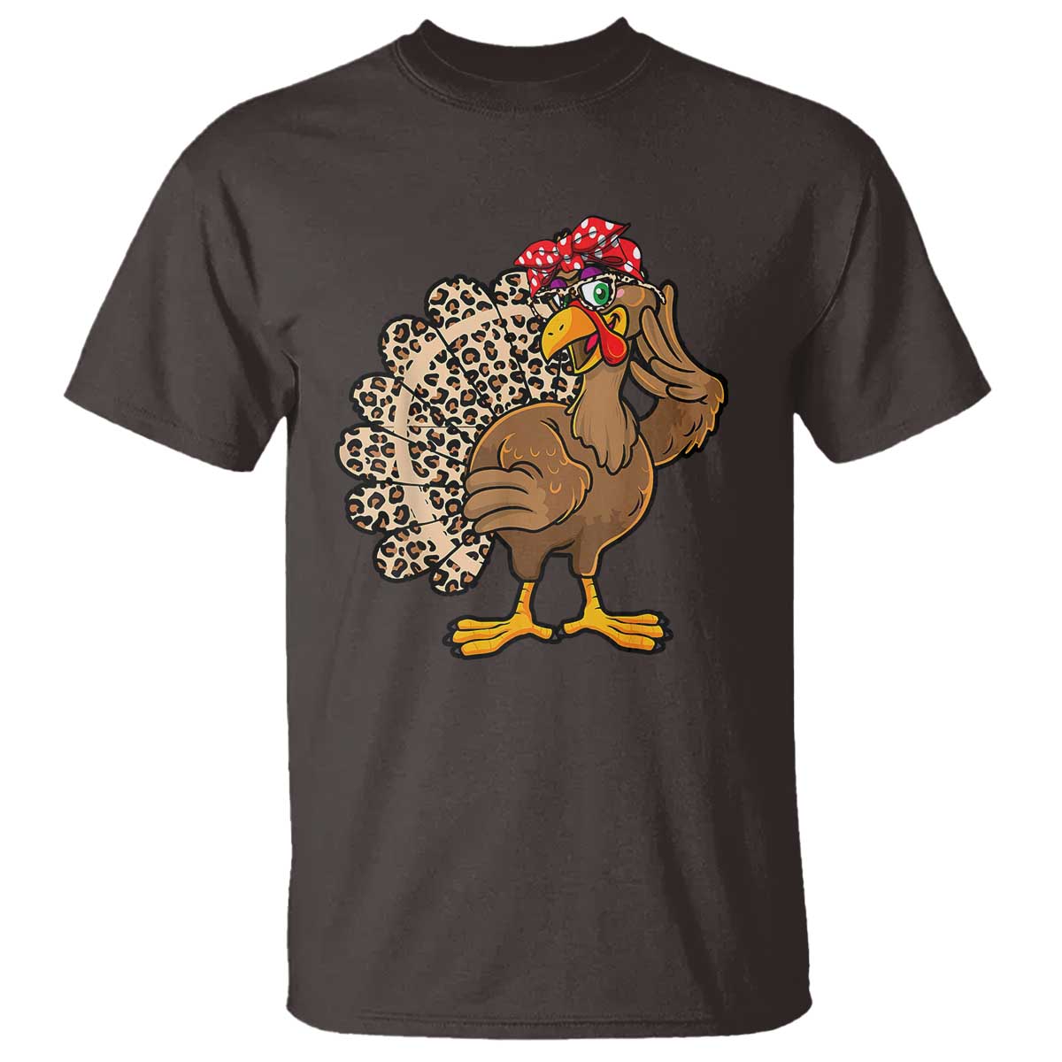 Funny Thanksgiving T Shirt Turkey Women Girl Leopard Print Autumn Fall TS10 Dark Chocolate Print Your Wear