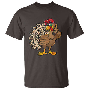 Funny Thanksgiving T Shirt Turkey Women Girl Leopard Print Autumn Fall TS10 Dark Chocolate Print Your Wear