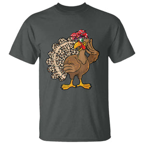 Funny Thanksgiving T Shirt Turkey Women Girl Leopard Print Autumn Fall TS10 Dark Heather Print Your Wear