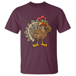 Funny Thanksgiving T Shirt Turkey Women Girl Leopard Print Autumn Fall TS10 Maroon Print Your Wear