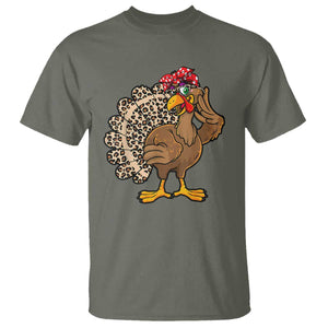 Funny Thanksgiving T Shirt Turkey Women Girl Leopard Print Autumn Fall TS10 Military Green Print Your Wear