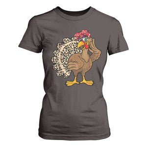 Funny Thanksgiving T Shirt For Women Turkey Women Girl Leopard Print Autumn Fall TS10 Dark Chocolate Print Your Wear