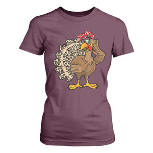 Funny Thanksgiving T Shirt For Women Turkey Women Girl Leopard Print Autumn Fall TS10 Maroon Print Your Wear