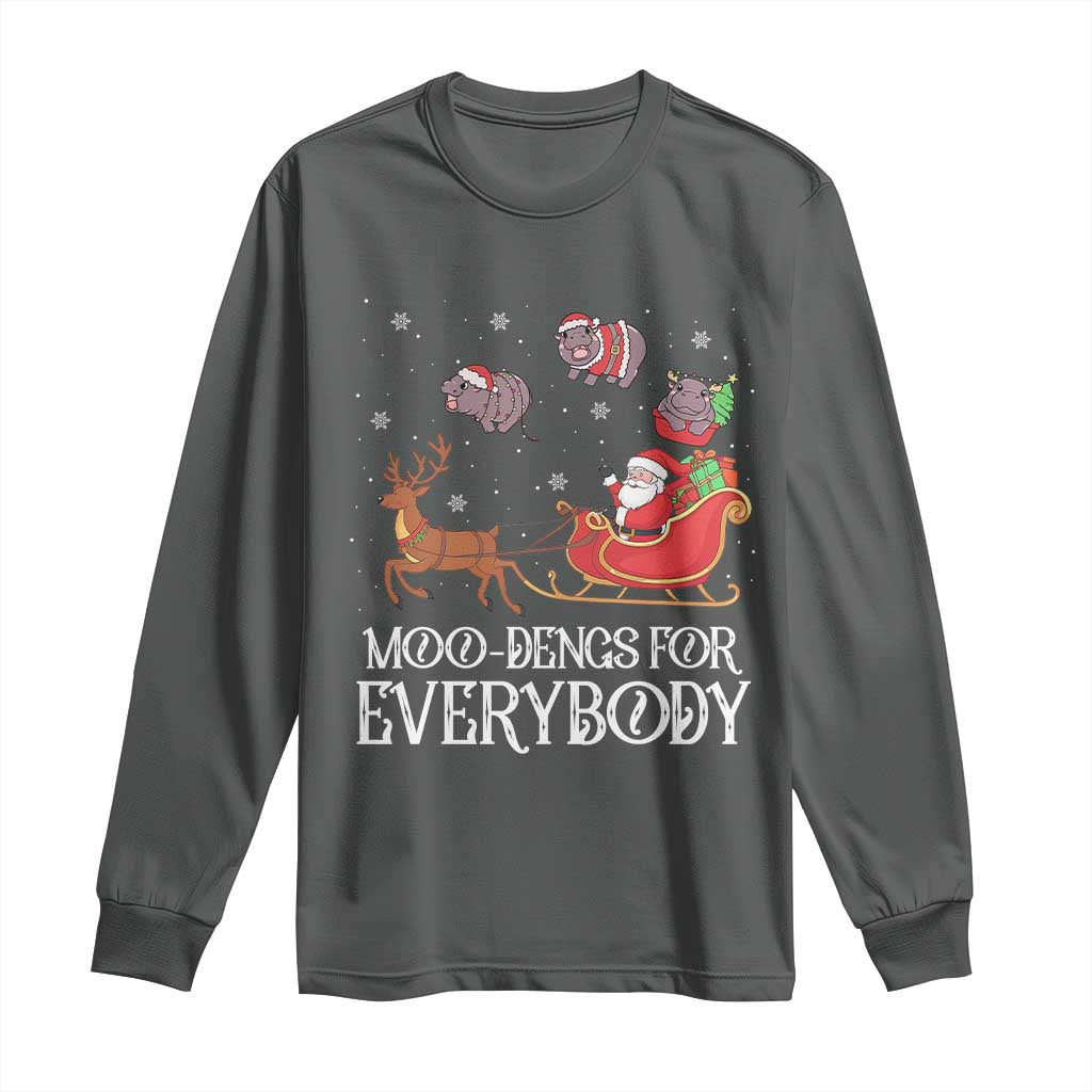 Christmas Moo Deng Long Sleeve Shirt Moo-deng For Everybody Funny Xmas Santa TS10 Dark Heather Print Your Wear