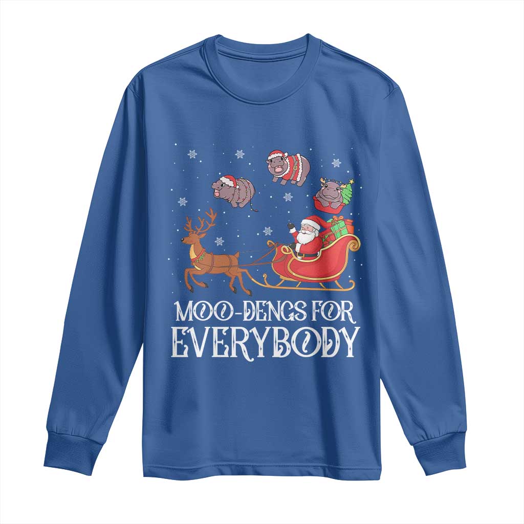 Christmas Moo Deng Long Sleeve Shirt Moo-deng For Everybody Funny Xmas Santa TS10 Royal Blue Print Your Wear