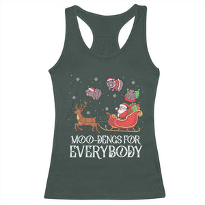 Christmas Moo Deng Racerback Tank Top Moo-deng For Everybody Funny Xmas Santa TS10 Dark Forest Green Print Your Wear