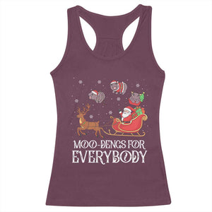 Christmas Moo Deng Racerback Tank Top Moo-deng For Everybody Funny Xmas Santa TS10 Maroon Print Your Wear