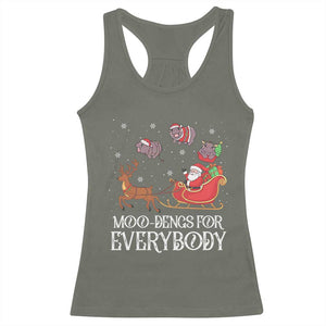 Christmas Moo Deng Racerback Tank Top Moo-deng For Everybody Funny Xmas Santa TS10 Military Green Print Your Wear