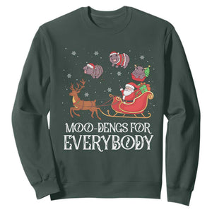 Christmas Moo Deng Sweatshirt Moo-deng For Everybody Funny Xmas Santa TS10 Dark Forest Green Print Your Wear