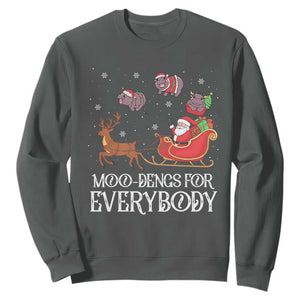 Christmas Moo Deng Sweatshirt Moo-deng For Everybody Funny Xmas Santa TS10 Dark Heather Print Your Wear