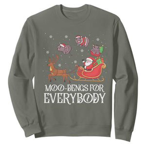 Christmas Moo Deng Sweatshirt Moo-deng For Everybody Funny Xmas Santa TS10 Military Green Print Your Wear