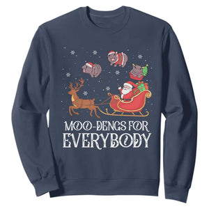 Christmas Moo Deng Sweatshirt Moo-deng For Everybody Funny Xmas Santa TS10 Navy Print Your Wear