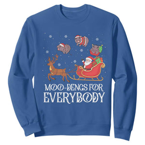Christmas Moo Deng Sweatshirt Moo-deng For Everybody Funny Xmas Santa TS10 Royal Blue Print Your Wear