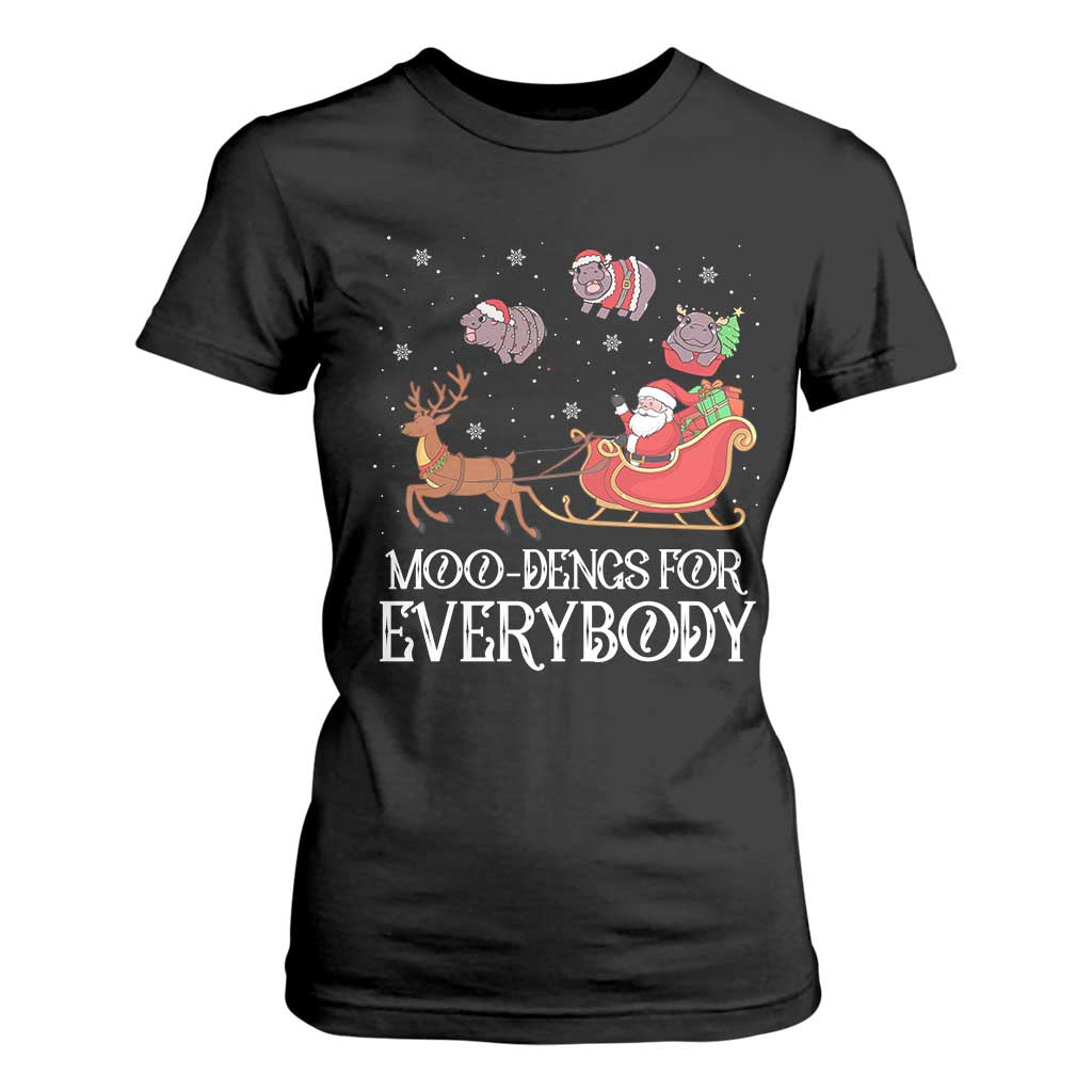 Christmas Moo Deng T Shirt For Women Moo-deng For Everybody Funny Xmas Santa TS10 Black Print Your Wear