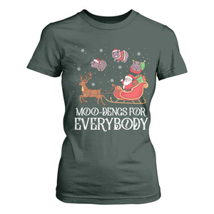 Christmas Moo Deng T Shirt For Women Moo-deng For Everybody Funny Xmas Santa TS10 Dark Forest Green Print Your Wear
