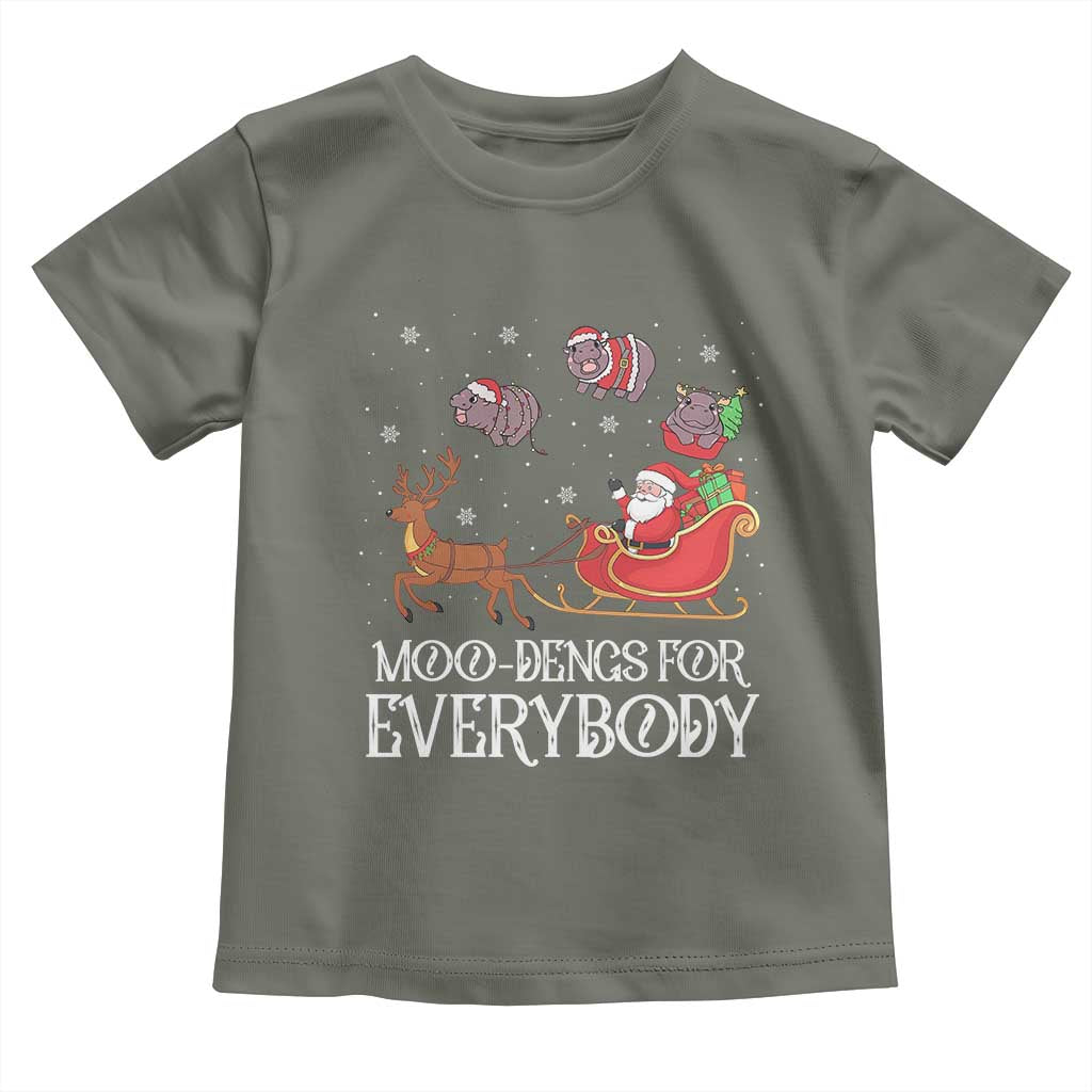 Christmas Moo Deng Toddler T Shirt Moo-deng For Everybody Funny Xmas Santa TS10 Military Green Print Your Wear