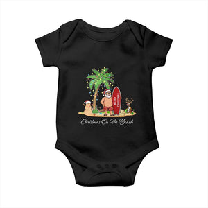 Hawaii Christmas Baby Onesie Christmas On The Beach Holiday Xmas Palm Tree TS10 Black Print Your Wear