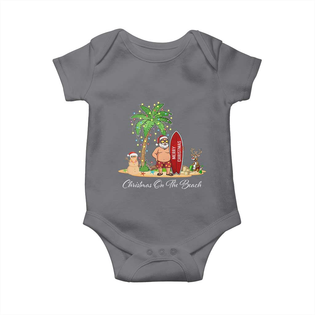 Hawaii Christmas Baby Onesie Christmas On The Beach Holiday Xmas Palm Tree TS10 Charcoal Print Your Wear